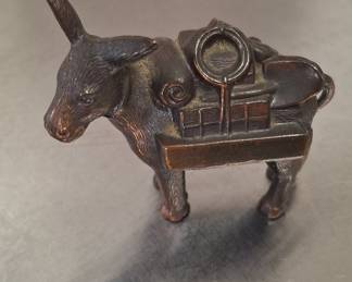Vintage Cast Metal Donkey with Pack Figurine