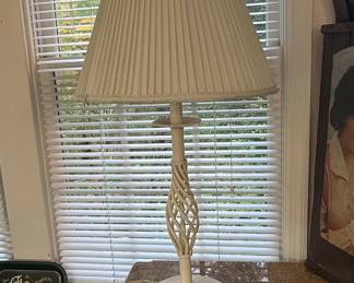 Cream Pleated Shade Table Lamp with Twisted Column - ValueLights Memphis