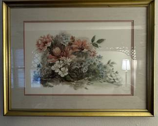 Mary Vincent Bertrand Signed Numbered Floral Roses Watercolor
