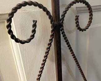 Ornate Wrought Iron Wall Cross with Ceramic Medallion