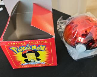 1999 Burger King Pokémon 23K Gold-Plated Pikachu Trading Card and Poké Ball Set