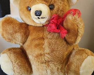 Vintage Dakin Teddy Bear with Red Bow