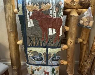 Log Cabin Quilt with Moose and Ducks