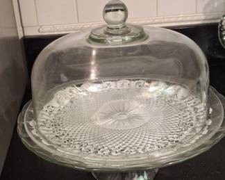 Anchor Hocking Wexford Glass Cake Stand with Dome