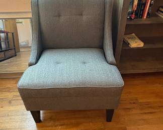Gray Upholstered Accent Chair with Tufted Back and Tapered Legs