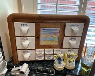 Vintage wall mounted Dutch spice cabinet 