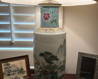 Famille Rose vase table lamp - 2 available 