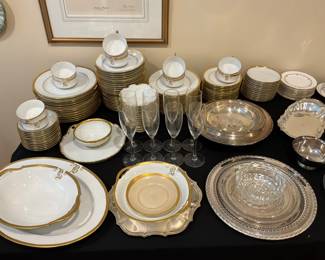Beautiful China, and silver plate serving pieces 