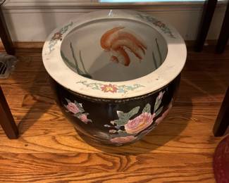  large Chinese porcelain Famille Rose fish bowl planter 