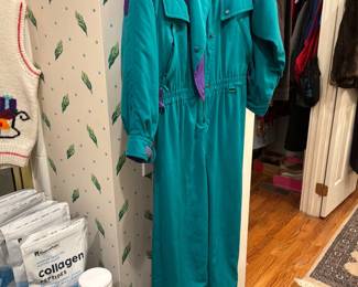 Vintage Eddie Bauer color block ski suit 