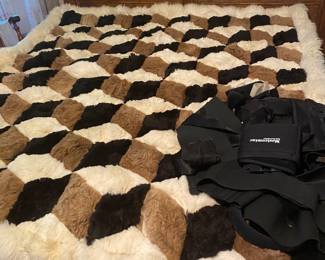 Lambskin blanket, vintage bed