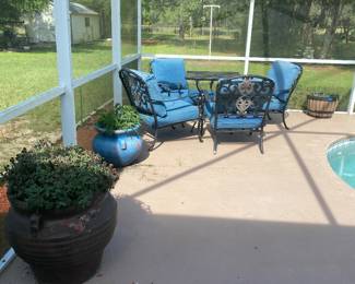 Patio furniture and plants