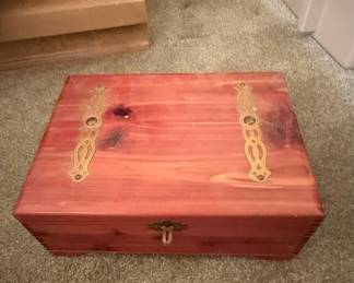 Aromatic Cedar Keepsake Box with Decorative Brass Accents