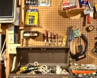 Vintage Metal Toolbox with Assorted Tools