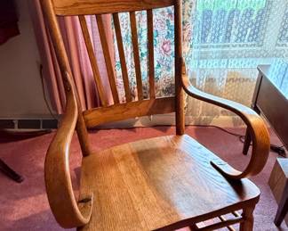 Oak Press Back Rocking Chair