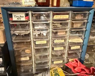 Vintage Akro-Mils Hardware Organizer with Assorted Fasteners
