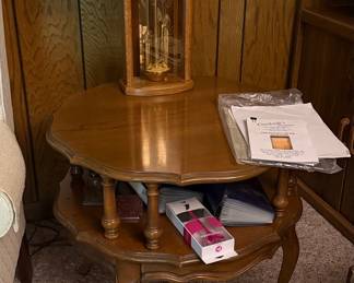 Vintage Kidney-Shaped End Table with Glass Insert
