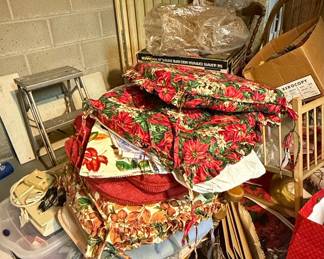 Poinsettia and Floral Print Seat Cushions and Fabric