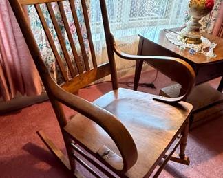 Oak Press Back Rocking Chair