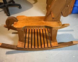 Vintage Handmade Wooden Rocking Horse Toy