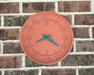 Terracotta Leaf Motif Wall Clock