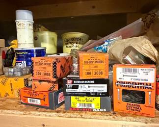 Assorted Hardware: Molly Tite-Grip Anchors, Prudential Drywall Screws, Grip-Rite Masonry Nails