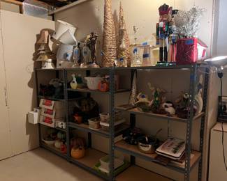 lamps, pots, pans, lamp shades, christmas lights, christmas decorations, signs, nut crackers, easter baskets, trees, lamp shades, halloween decor