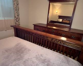 Beautiful Amish Made Queen Size headboard, footboard, dresser with mirror, 2 nightstands and tall cabinet