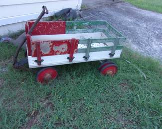 Wagon w/Wooden Sides, Dual Wheels on Back
