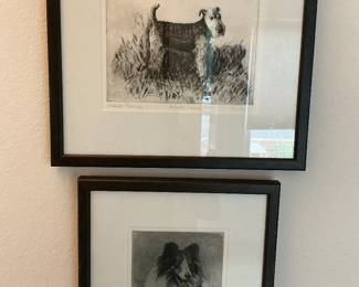 Signed dog pictures Engravings