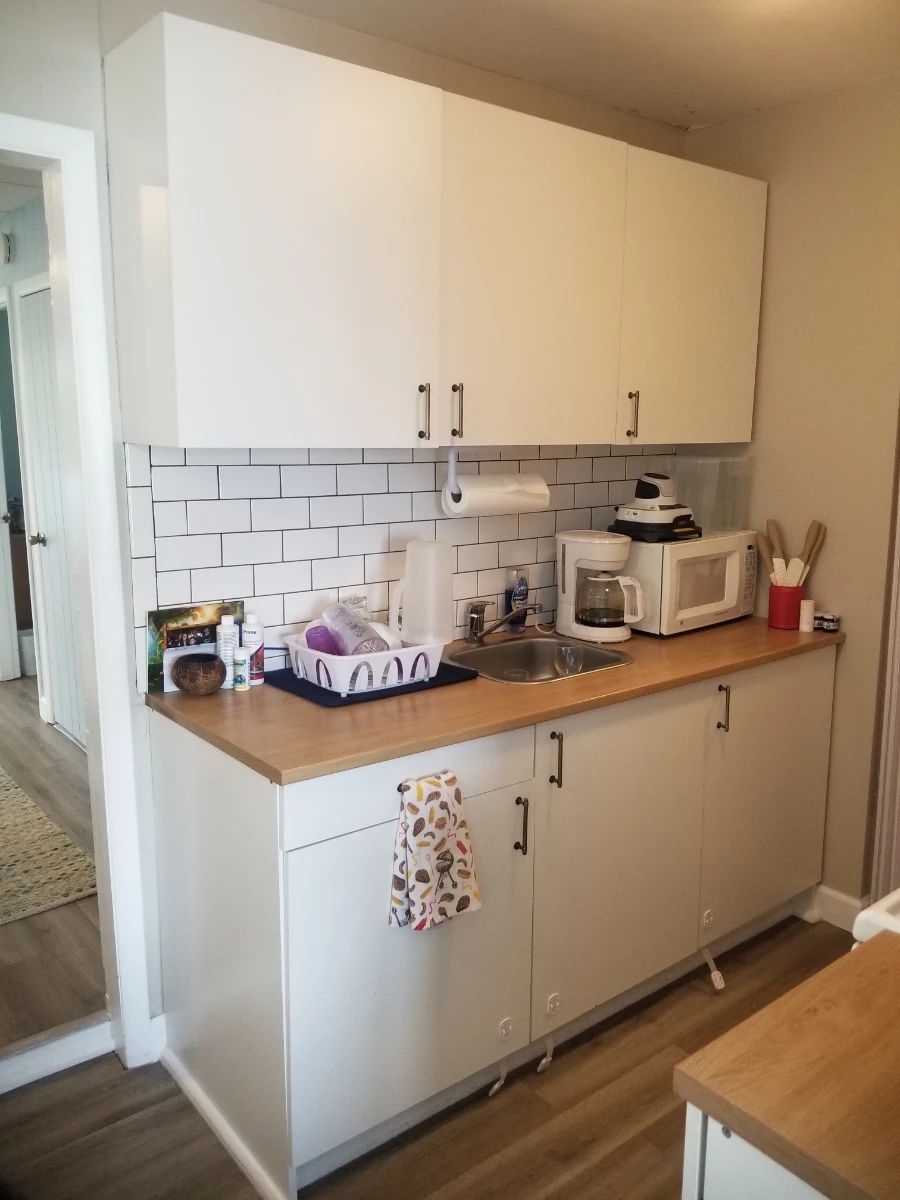 Small galley kitchen with Ikea cabinetry