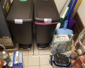 Trash cans; household supplies