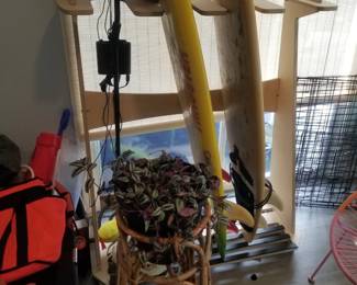 Surf board rack - owner keeping most surf boards