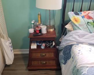 Nightstand; table lamp