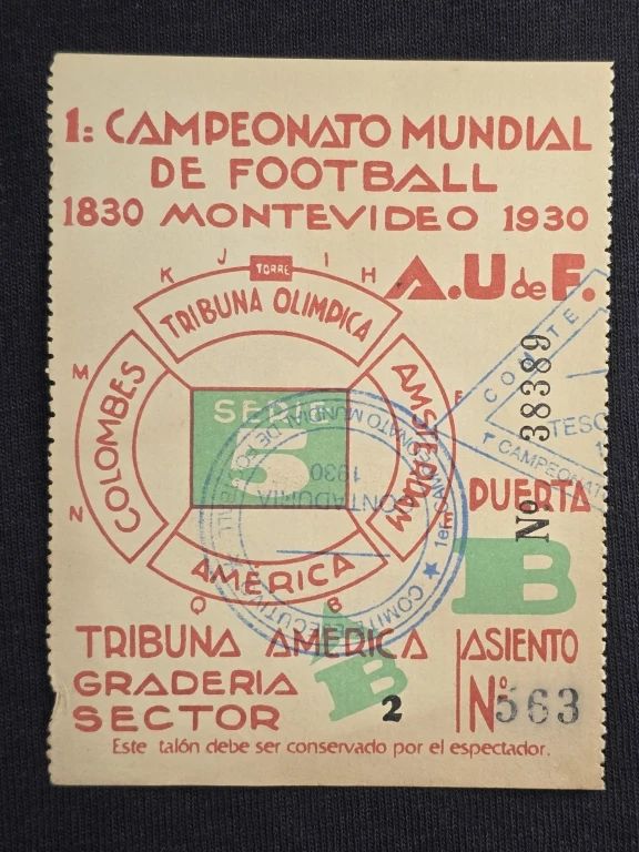 001 Rank 001 Lot 202 1930 FIFA World Cup ticket stub