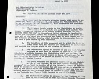 032 Rank 032 Lot 508h 1955 Walt Disney distribution contract
