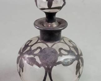 180 Rank 180 Lot 23 Antique Art Nouveau glass and silver overlay