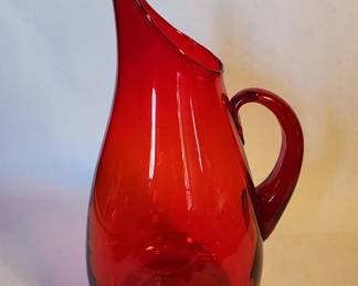 148 Rank 148 Lot 453h Vintage Blenko ruby red glass pitcher