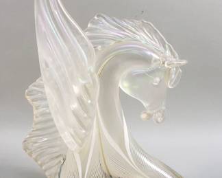 192 Rank 192 Lot 432 Abelman iridescent art glass winged horse figurine