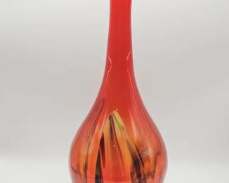 188 Rank 188 Lot 502h Vintage handblown redorange art glass vase
