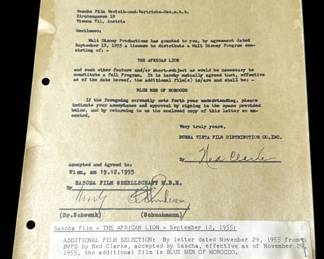 037 Rank 037 Lot 511h 1955 Walt Disney distribution contract