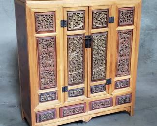 021 Rank 021 Lot 569 Vintage Chinese hand carved cabinet with hand