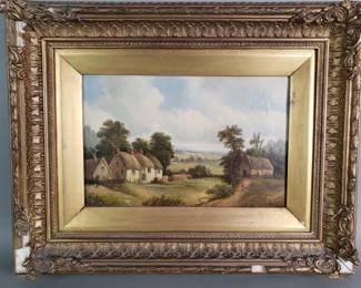 062 Rank 062 Lot 102 Aintique oil on canvas painting, signed A.H.