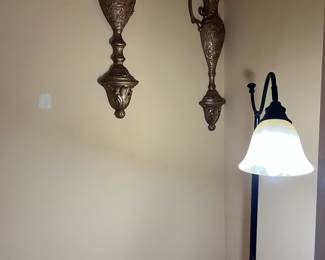standing lamp brass wall art display