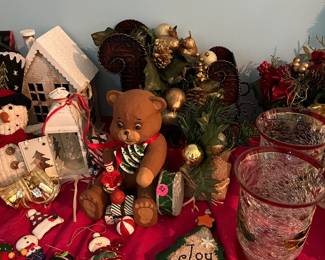 christmas glassware and ornaments and decor