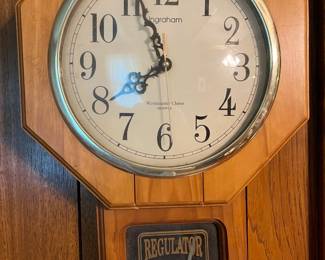 Ingraham quartz "Regulator" wall clock with a faux-pendulum and Westminster chime feature