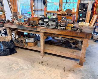HUGE Workbench Super heavy & solid. Will take multiple people to move. 8’ x 4’ x 3’ tall Does not include anything else shown. 