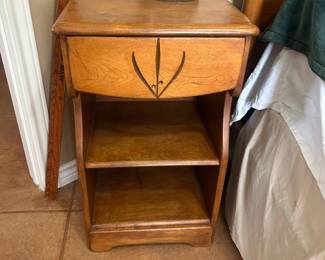 Vintage MCM Nightstand   Overall good condition with some wear on top 16” x 14” x 26” tall  **We have the matching full/double bed, dresser & vanity for sale as well.