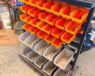 Trinity Dual Sided Rolling Storage Bin Rack  Great condition 49” tall  Must be able to move and load yourself