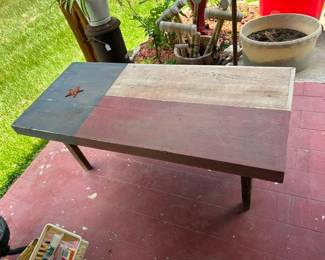 Wood Texas Coffee Table  Good condition. 49” x 22” x 20” tall Needs to be cleaned a bit